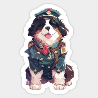 Cute Bernese Mountain Dog soldier Sticker